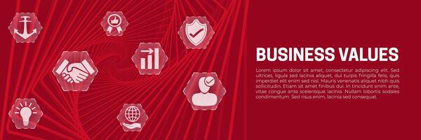 Business Values Abstract Banner Background with Icons vector