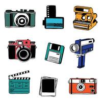 hand drawn vintage camera illustration vector