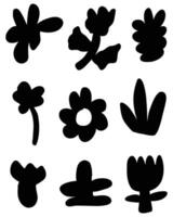 hand drawn abstract groovy flowers vector