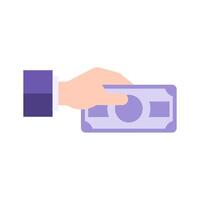 Male business hand taking cash money dollar paying for goods service flat illustration vector