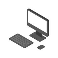 Electronic computer isometric design with keyboard monitor and mouse 3d illustration vector