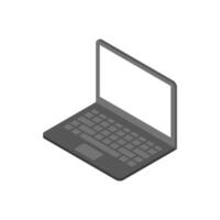 Modern black laptop pc isometric design 3d illustration. Notebook electronic device vector