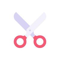 Open scissors with red rings handle and sharp blade for cutting flat illustration vector