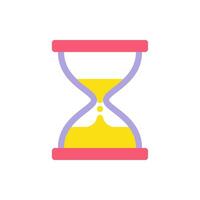 Retro circle hourglass with sand for time control flat vintage watch for deadline counting vector