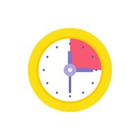 Circle yellow watch clock with red deadline sector illustration. Rounded watch with arrows vector