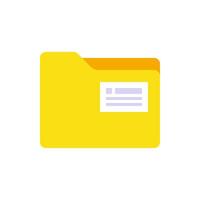 Yellow paper folder storage with label for documents directory organizing flat illustration vector