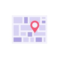 Location pin on abstract navigation scheme for way direction following flat illustration vector