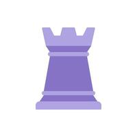 Purple rook chess figure flat table game element for leadership skill strategy battle vector