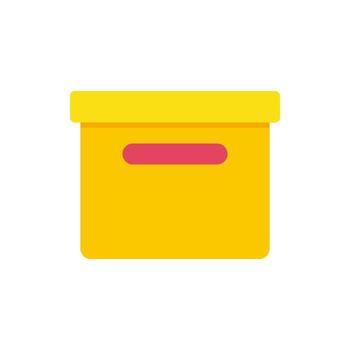 Yellow squared cardboard with cap and hole for handle flat illustration. Package container vector