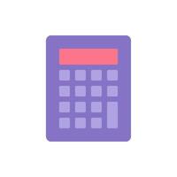 Modern electronic calculator buttons display front view flat illustration. Counting device vector