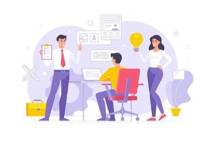 Modern colleagues sharing ideas and create design in office illustration vector