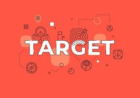 Target text concept modern flat style illustration red banner with outline icons vector