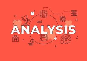 Analysis text concept modern flat style illustration red banner with outline icons vector