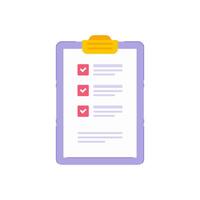 Clipboard with paper sheet to do list tasks completed checkmark control icon illustration vector