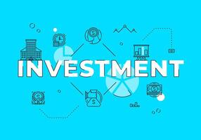 Investment text concept modern flat style illustration red banner with outline icons vector