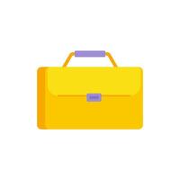 Yellow business briefcase with handle isometric illustration. Office baggage portfolio vector