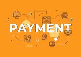 Payment text concept modern flat style illustration red banner with outline icons vector