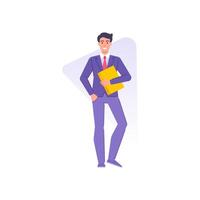 Stylish office worker carrying folder paper documents corporate agreement, contract, deal vector