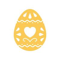 Easter chicken egg yellow romantic ornament with heart and decor element minimalist icon vector flat