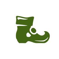 Saint Patrick's Day leprechaun shoe Irish elf green boot lucky vintage icon vector flat illustration
