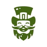 S t patrick's día contento irlandesa duende con Bigote y barba retrato Clásico icono vector plano