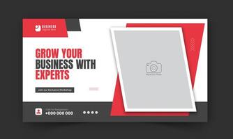 Corporate and business workshop promotion for live stream thumbnail design in red, editable modern and creative online gaming thumbnail template, web banner, social media post, cover vector