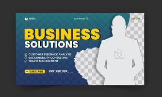 Corporate creative thumbnail and social media cover or web banner design, digital marketing agency gaming live stream for business promotion on abstract yellow shape and green background vector