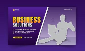 Corporate creative thumbnail and social media cover or web banner design, digital marketing agency gaming live stream for business promotion on abstract yellow and purple background vector