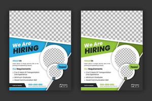 Construction Hire Flyer Design Template We are hiring for job vacancies, construction, and home renovation flyers. abstract blue and green color layout in A4 flyer size vector