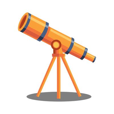 Telescope, spyglass for studying the planets and a solar eclipse. Icon, sticker, scrapbooking, children's room.