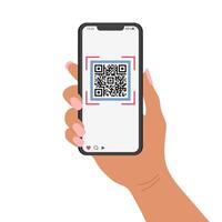 qr código móvil teléfono escanear en pantalla. negocio y tecnología concepto. ilustración. . vector