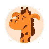 Portrait of a cute giraffe. Animal illustration, icon vector