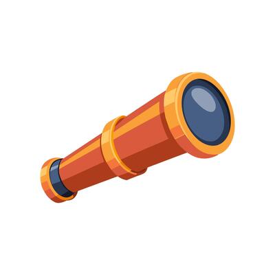 Telescope, spyglass for studying the planets and a solar eclipse. Icon, sticker, scrapbooking, children's room.