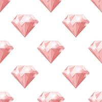 Seamless pattern of pink gemstones on a white background. Abstract background with diamonds. vector