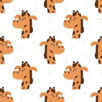 Seamless pattern, portrait of a cute giraffe. Animal background, textile vector