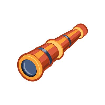 Telescope, spyglass for studying the planets and a solar eclipse. Icon, sticker, scrapbooking, children's room.