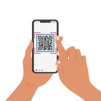 QR code mobile phone scan on screen. Business and technology concept. Illustration. . vector