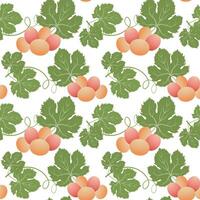 Seamless pattern, grapes and grape leaves. Fruit background vector