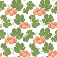 Seamless pattern, grapes and grape leaves. Fruit background vector