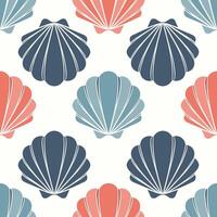 Seamless pattern of seashells. Seashells in pastel colors on a white background. vector