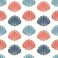 Seamless pattern from seashells. Seashells in pastel colors on a white background. vector