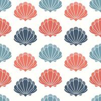 Seamless pattern from seashells. Seashells in pastel colors on a white background. vector