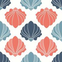 Seamless pattern of seashells. Seashells in pastel colors on a white background. vector