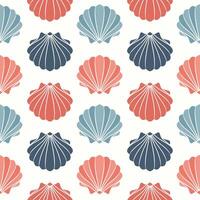 Seamless pattern from seashells. Seashells in pastel colors on a white background. vector