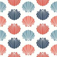 Seamless pattern from seashells. Seashells in pastel colors on a white background. vector