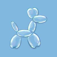 Soap bubbles, water drops in puppy shape with shadows on blue background. illustration with water drops. vector