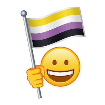 Emoji with Non-binary pride flag Large size of yellow emoji smile vector
