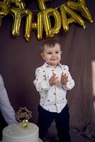 the little birthday boy claps his hands photo