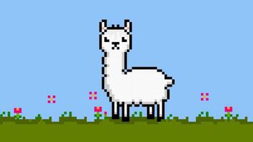 Pixel art 8bit Pixel of llama Animal pixels in for game asset vector