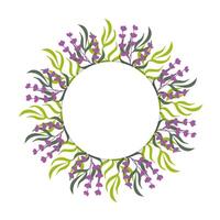 spring picture. Frame of colored berries, branches and leaves around a white circle. Greeting card. vector